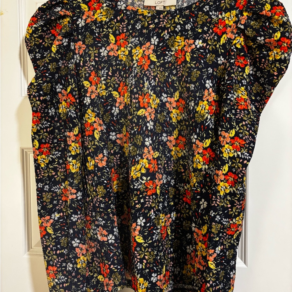 LOFT Dark Floral Women's Blouse - Red, Yellow, Pink